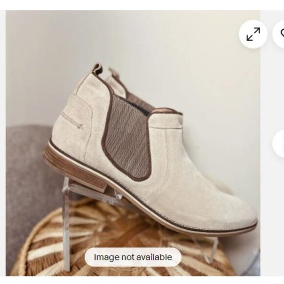 Joseph Abboud Beige Suede Chelsea Ankle Boots Leather Men Size 12 - Picture 6 of 10